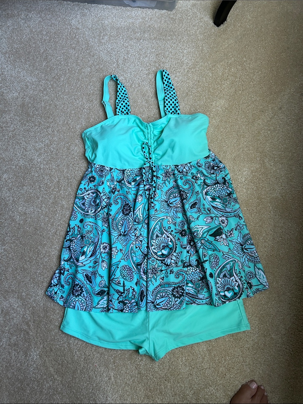 Turquoise Paisley Tankini Romper never worn. NWOT